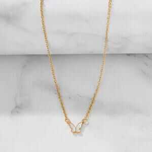 Gold‎ Tone Solid Butterfly Chain Pendant Necklace Boho Chic Academia Classic
